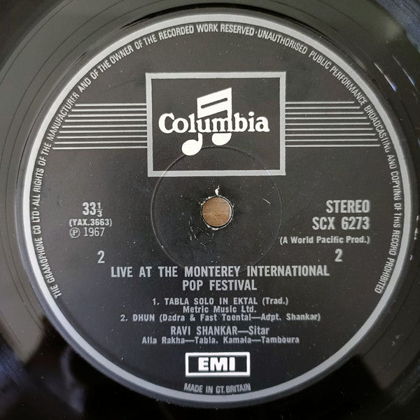Ravi Shankar ~ Live At The Monterey International Pop Festival (Vinyl) - Djungel & Jazz
