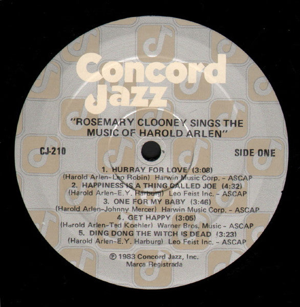 Rosemary Clooney ~ Rosemary Clooney Sings The Music Of Harold Arlen (Vinyl) - Djungel & Jazz
