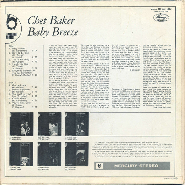 Chet Baker : Baby Breeze (LP, Album)