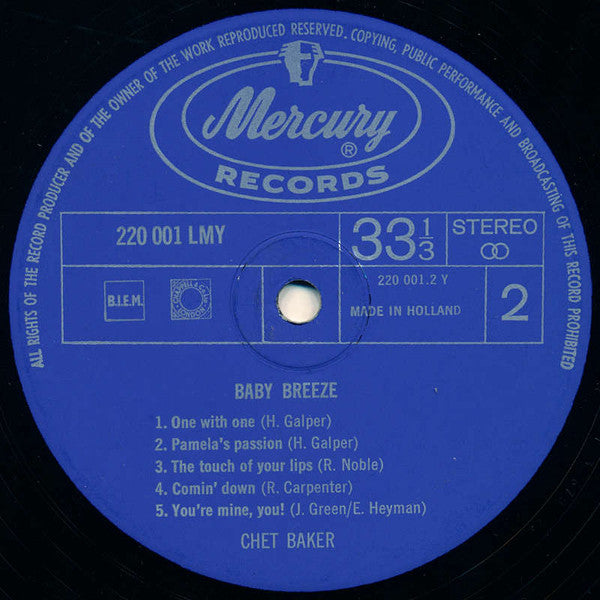 Chet Baker : Baby Breeze (LP, Album)
