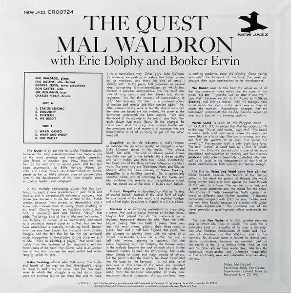 Mal Waldron With Eric Dolphy And Booker Ervin ~ The Quest (Vinyl) - Djungel & Jazz