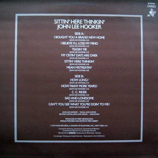 John Lee Hooker : Sittin' Here Thinking' (LP, Album, RE)
