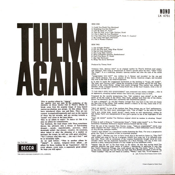 Them (3) : Again (LP, Album, Mono, RE)