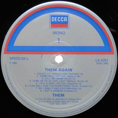 Them (3) : Again (LP, Album, Mono, RE)