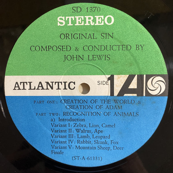 John Lewis ~ Original Sin: Music For Ballet Composed By John Lewis (Vinyl) - Djungel & Jazz