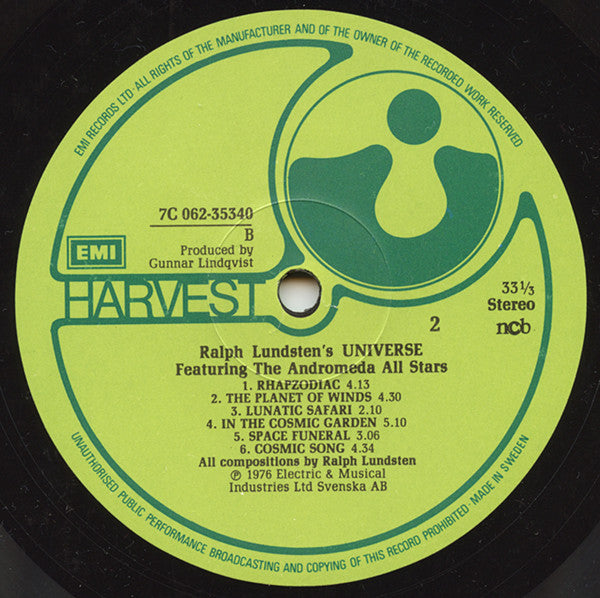 Ralph Lundsten's Universe Featuring The Andromeda All Stars ~ Universe (Vinyl) - Djungel & Jazz