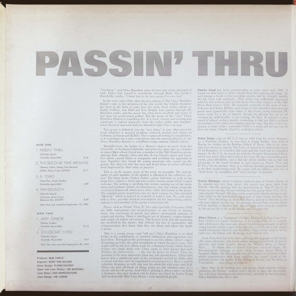 The Chico Hamilton Quintet ~ Passin' Thru (Vinyl) - Djungel & Jazz
