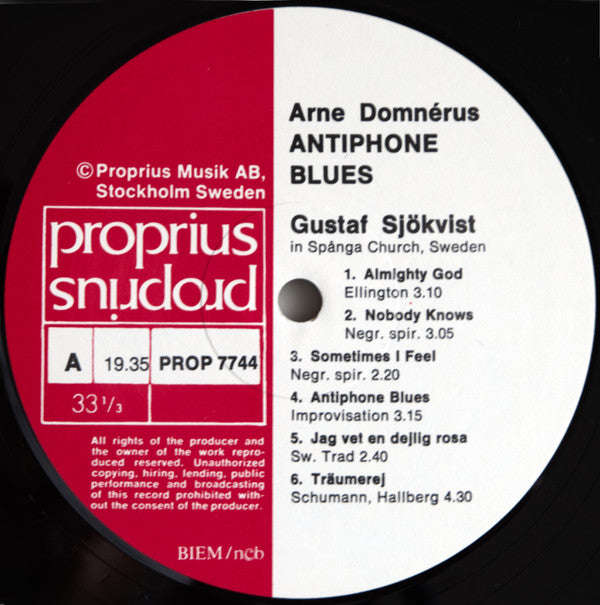 Arne Domnérus With Gustaf Sjökvist : Antiphone Blues (LP, Album)