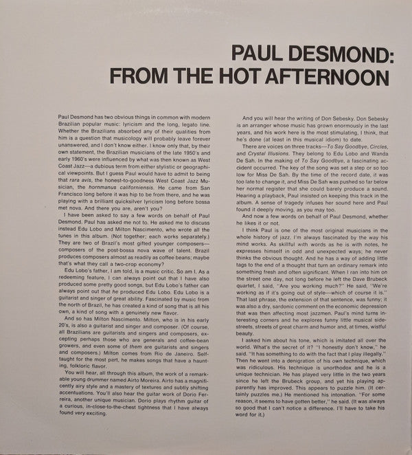 Paul Desmond : From The Hot Afternoon (LP, RM, Gat)