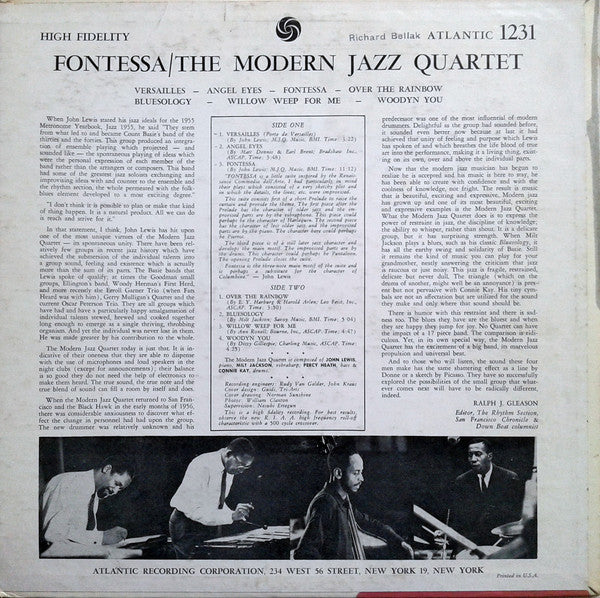 The Modern Jazz Quartet ~ Fontessa (Vinyl) - Djungel & Jazz