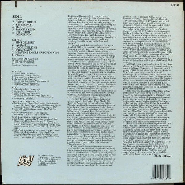 Lennie Tristano / Tadd Dameron ~ Crosscurrents (Vinyl) - Djungel & Jazz