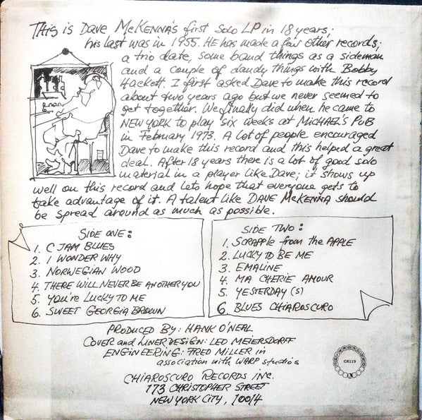Dave McKenna : Solo Piano (LP, Album, Scr)