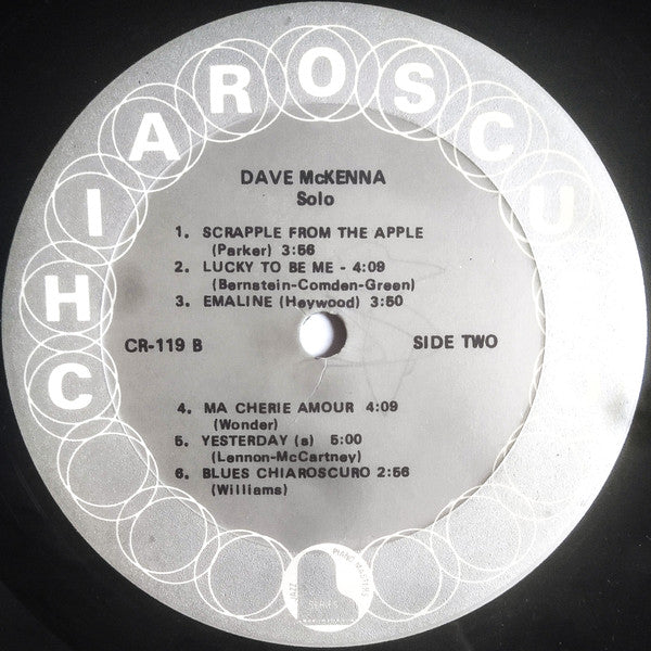 Dave McKenna : Solo Piano (LP, Album, Scr)