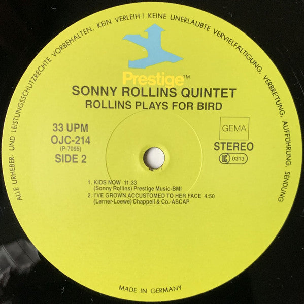 Sonny Rollins Quintet With Kenny Dorham And Max Roach ~ Rollins Plays For Bird (Vinyl) - Djungel & Jazz