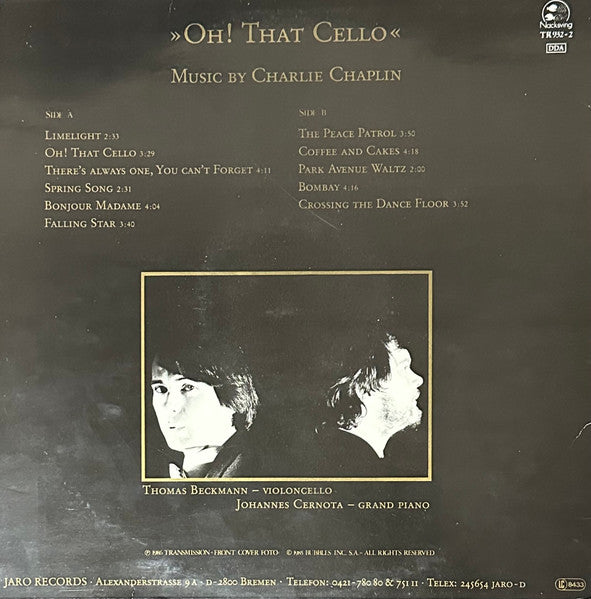 Thomas Beckmann & Johannes Cernota ~ Oh! That Cello - Music By Charlie Chaplin (Vinyl) - Djungel & Jazz
