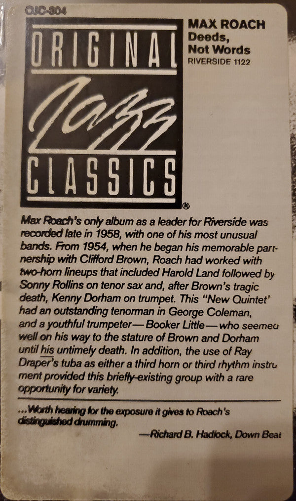 Max Roach ~ Deeds, Not Words (Vinyl) - Djungel & Jazz