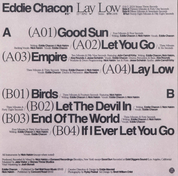 Eddie Chacon : Lay Low (LP, Album, Blu)