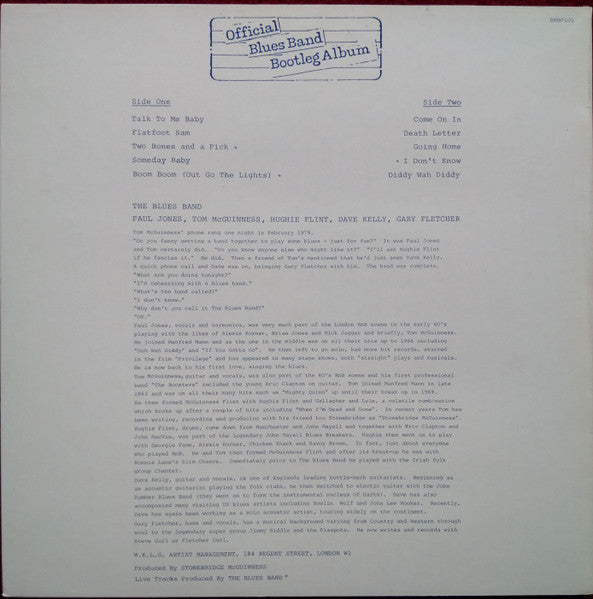The Blues Band : The Blues Band Official Bootleg Album (LP, Album, Num)