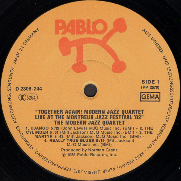 Modern Jazz Quartet ~ Together Again! Live At The Montreux Jazz Festival '82 (Vinyl) - Djungel & Jazz