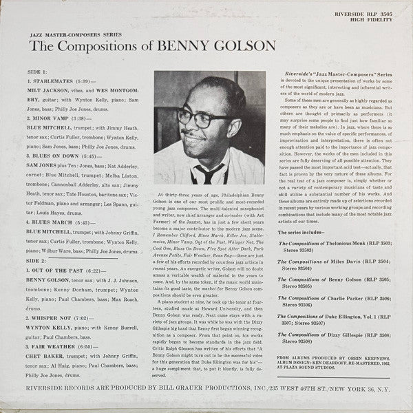 Various ~ The Compositions Of Benny Golson (Vinyl) - Djungel & Jazz