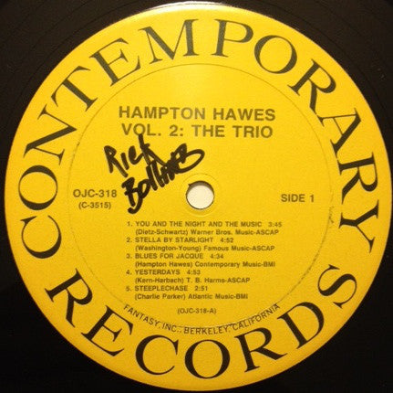 Hampton Hawes ~ This Is Hampton Hawes Vol. 2: The Trio (Vinyl) - Djungel & Jazz