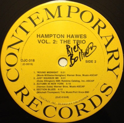 Hampton Hawes ~ This Is Hampton Hawes Vol. 2: The Trio (Vinyl) - Djungel & Jazz