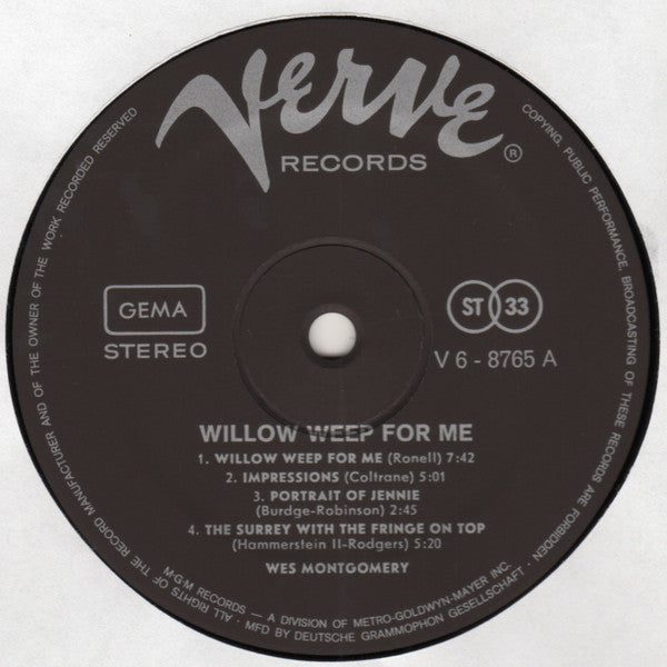 Wes Montgomery ~ Willow Weep For Me (Vinyl) - Djungel & Jazz