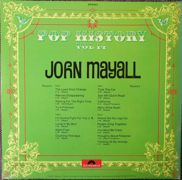 John Mayall ~ Pop History Vol. 14 (Vinyl) - Djungel & Jazz