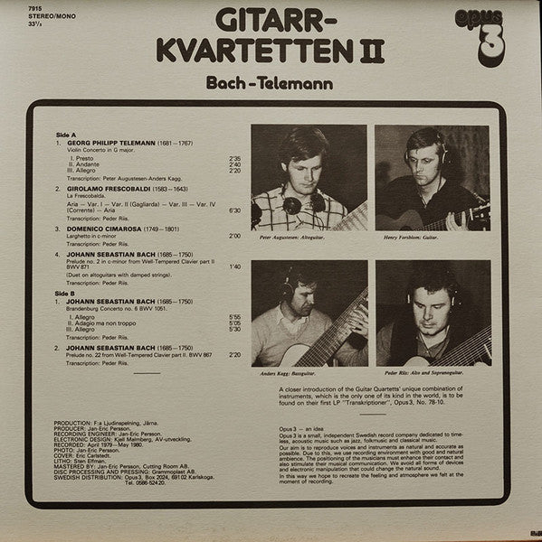Gitarrkvartetten ~ Gitarrkvartetten II (Bach - Telemann) (Vinyl) - Djungel & Jazz