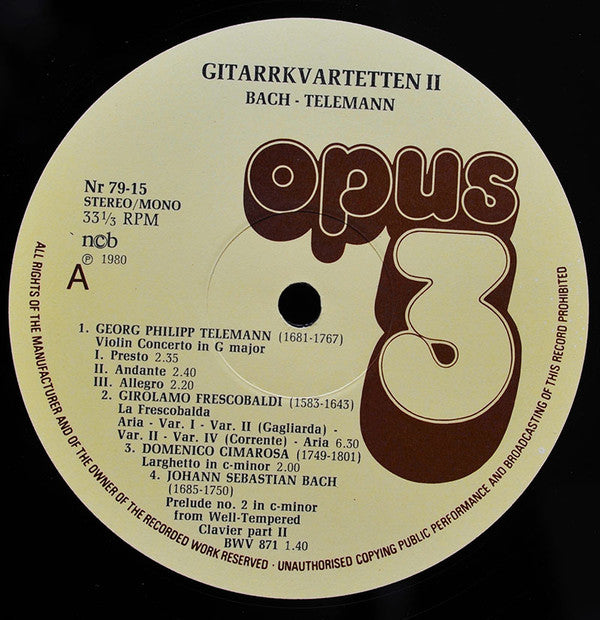 Gitarrkvartetten ~ Gitarrkvartetten II (Bach - Telemann) (Vinyl) - Djungel & Jazz