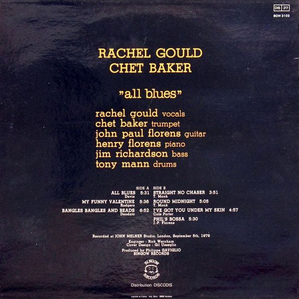 Rachel Gould - Chet Baker ~ All Blues (Vinyl) - Djungel & Jazz