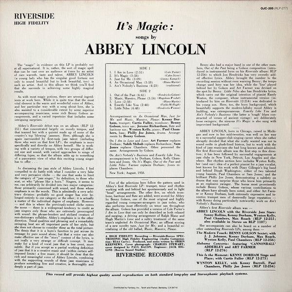 Abbey Lincoln : It's Magic (LP, Album, Mono, RE)
