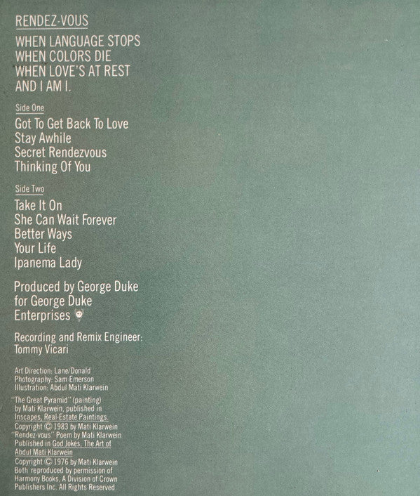 George Duke ~ Rendezvous (Vinyl) - Djungel & Jazz