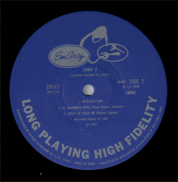 Clifford Brown All Stars ~ Jams 2 (Vinyl) - Djungel & Jazz