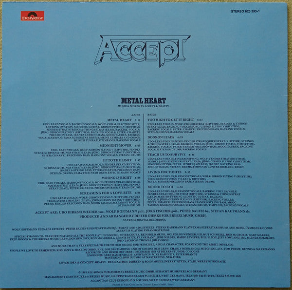 Accept : Metal Heart (LP, Album)