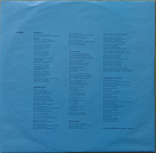 Accept : Metal Heart (LP, Album)
