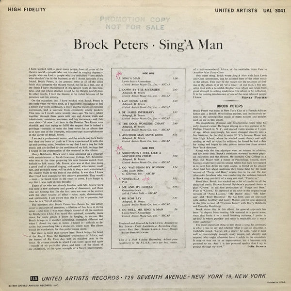 Brock Peters ~ Sing'A Man (Vinyl) - Djungel & Jazz
