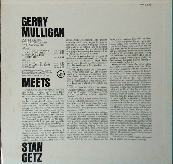 Stan Getz & Gerry Mulligan ~ Gerry Mulligan Meets Stan Getz (Vinyl) - Djungel & Jazz