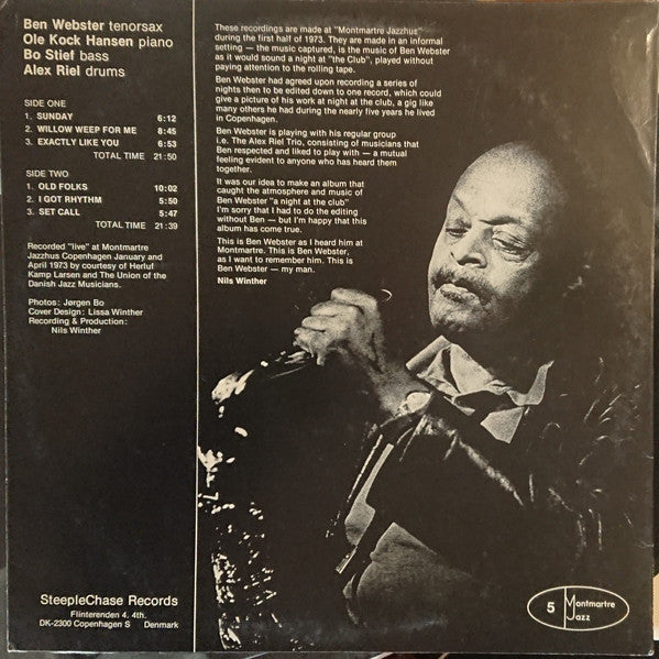 Ben Webster ~ My Man - Live At Montmartre 1973 (Vinyl) - Djungel & Jazz