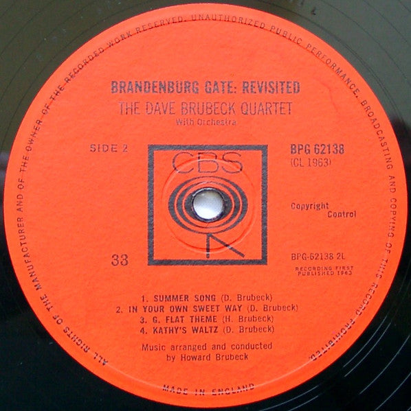 The Dave Brubeck Quartet ~ Brandenburg Gate: Revisited (Vinyl) - Djungel & Jazz