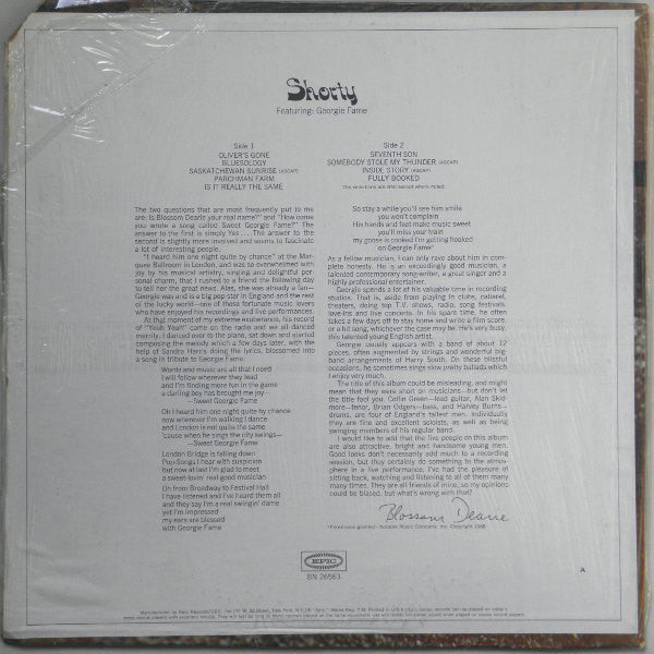 Georgie Fame ~ Shorty Featuring Georgie Fame (Vinyl) - Djungel & Jazz
