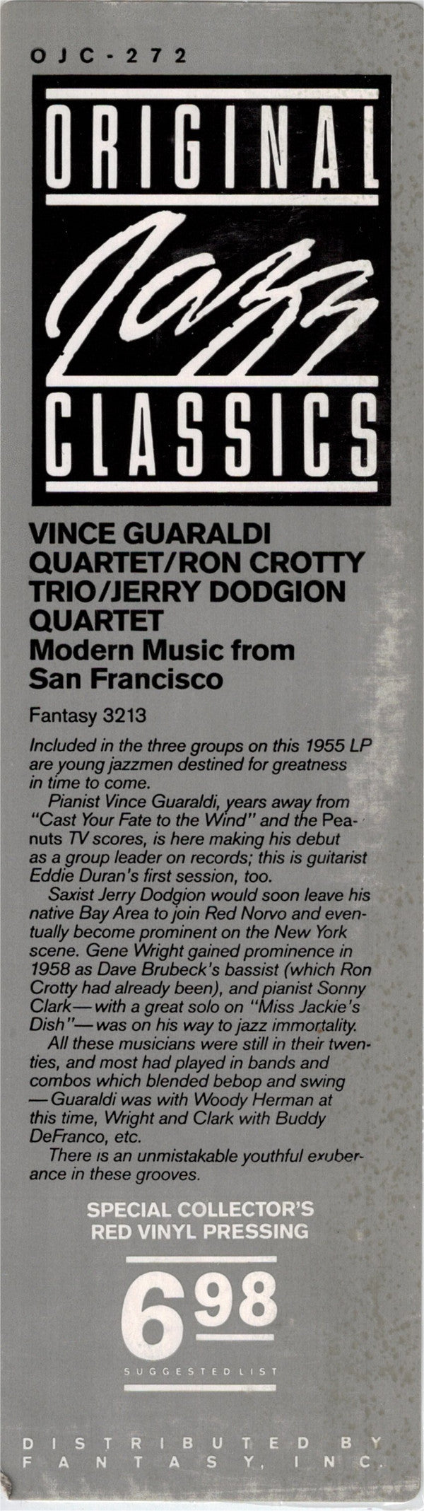 Ron Crotty Trio / Vince Guaraldi Quartet / Jerry Dodgion Quartet : Modern Music From San Francisco (LP, Album, Mono, RE, RM, Red)