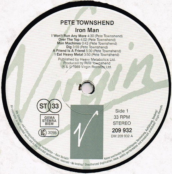 Pete Townshend ~ The Iron Man (The Musical By Pete Townshend) (Vinyl) - Djungel & Jazz