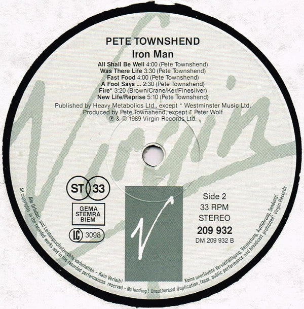 Pete Townshend ~ The Iron Man (The Musical By Pete Townshend) (Vinyl) - Djungel & Jazz