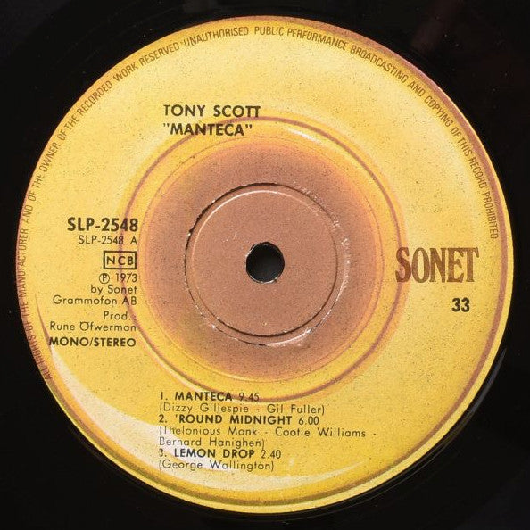 Tony Scott ~ Manteca (Vinyl) - Djungel & Jazz