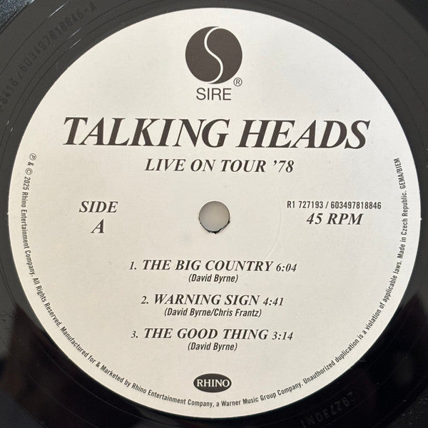 Talking Heads ~ Live On Tour '78 (Vinyl) - Djungel & Jazz