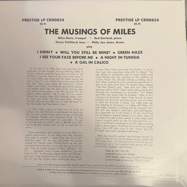 Miles Davis Quartet ~ The Musings Of Miles (Vinyl) - Djungel & Jazz