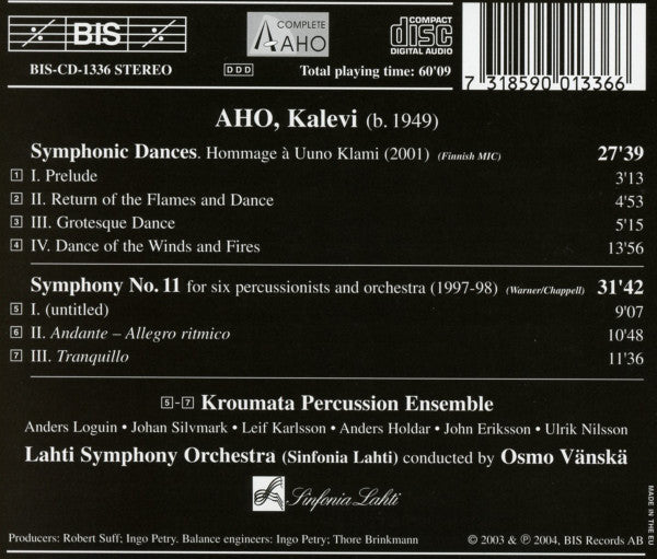 Kalevi Aho, Kroumata, Lahti Symphony Orchestra, Osmo Vänskä ~ Symphonic Dances; Symphony No. 11 (Vinyl) - Djungel & Jazz