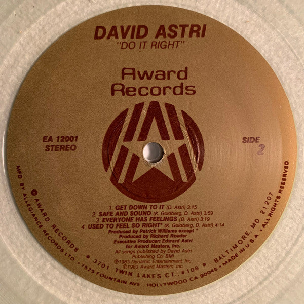 David Astri : Do It Right (LP, Album, Cle)