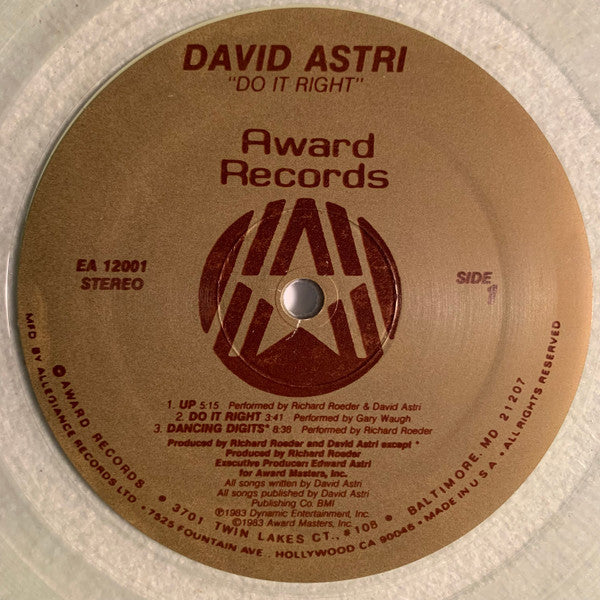 David Astri : Do It Right (LP, Album, Cle)